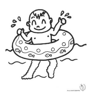 Disegno di Bambino con Salvagente da colorare