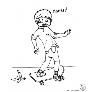 disegno di Bambino con Skateboard da colorare