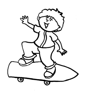 disegno di Bambino con Skateboard da colorare