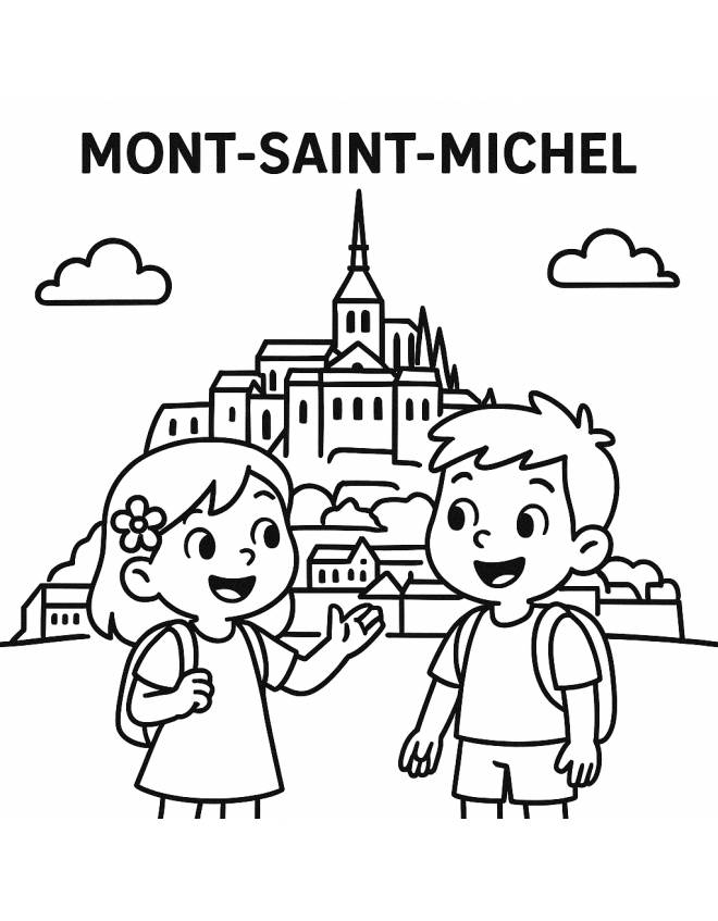 disegno di Castello di Mont Saint Michel Francia da colorare