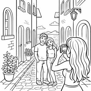 disegno di Coppia di Innamorati Fotografati da colorare