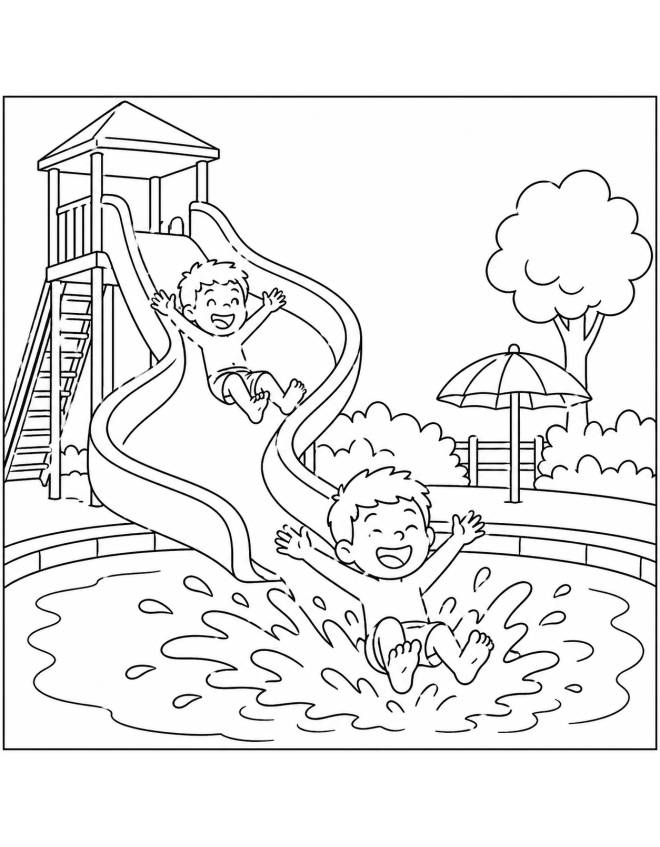 disegno di Giochi in Piscina da colorare
