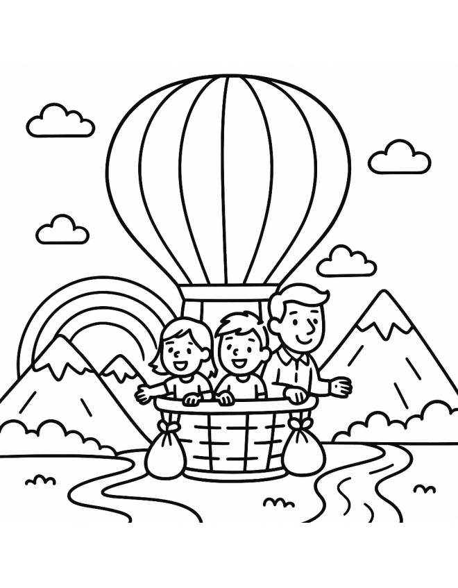 disegno di In Mongolfiera  da colorare