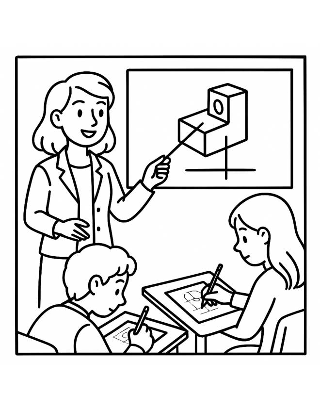 disegno di Insegnante di Disegno Tecnico da colorare