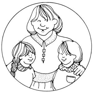 Disegno di Mamma e Figli da colorare