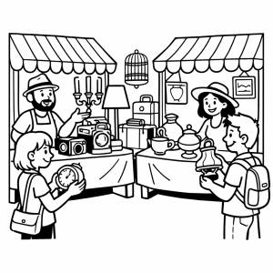 Disegno di Mercatino di Antiquariato  da colorare