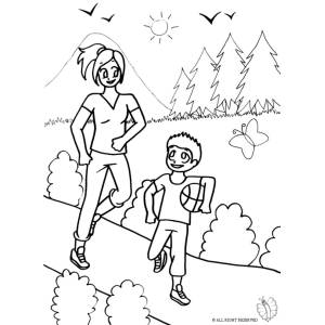 Disegno di Mamma e Figlio al Parco da colorare