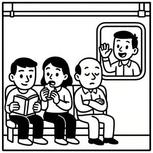 Disegno di Seduti nel Vagone del Treno da colorare