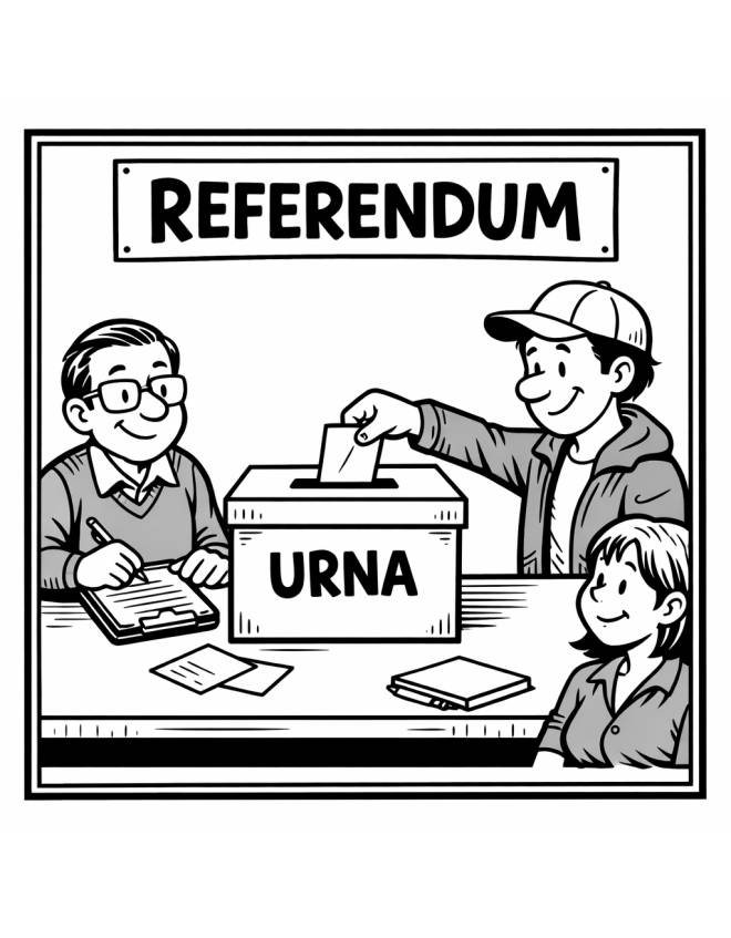 disegno di Seggio elettorale con Urna da colorare