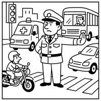 Disegno di Vigile Urbano che Dirige il Traffico  da colorare