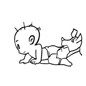 Disegno di Neonato e Cane da colorare