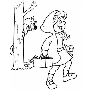 Disegno di Cappuccetto Rosso da colorare