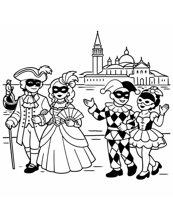 disegno di Carnevale a Venezia  da colorare