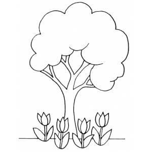 Disegno di L'Albero con i Tulipani da colorare