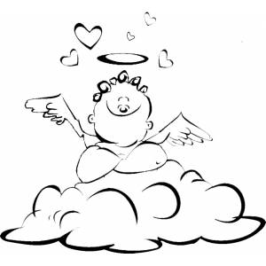Disegno di Cupido sulle Nuvole da colorare