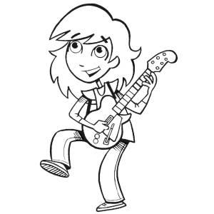Disegno di La Chitarrista Rock da colorare