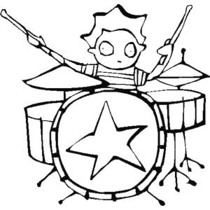 disegno di Bambino alla Batteria da colorare