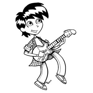 Disegno di Bambino con la Chitarra da colorare