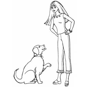 Disegno di Barbie ed il Cane da colorare