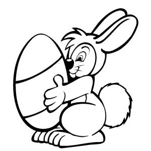 Disegno di Coniglio con Uovo di Pasqua da colorare