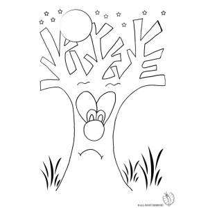 Disegno di Albero Luna e Stelle da colorare