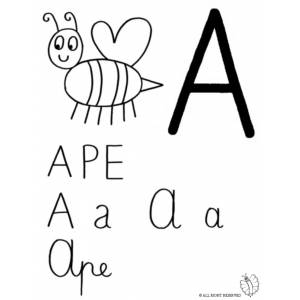 Disegno di Lettera A di Ape da colorare