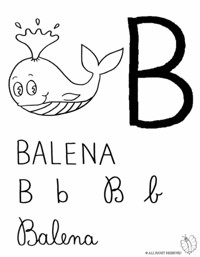 disegno di Lettera B di Balena da colorare