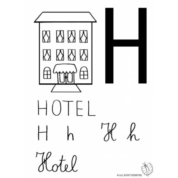 Disegno di Lettera H di Hotel da colorare