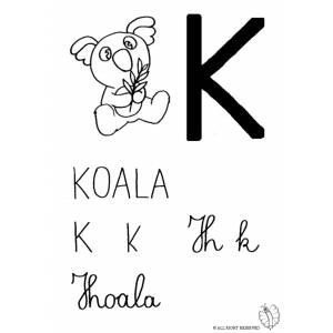 Disegno di Lettera K di Koala da colorare