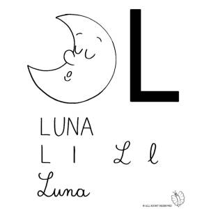 Disegno di Lettera L di Luna da colorare