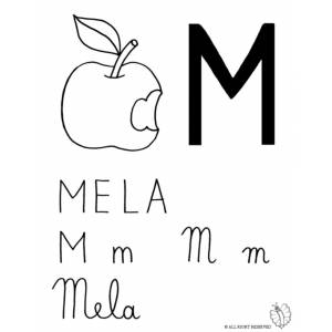 Disegno di Lettera M di Mela da colorare
