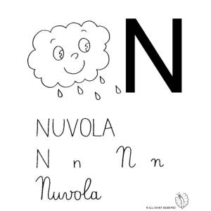 disegno di Lettera N di Nuvola da colorare