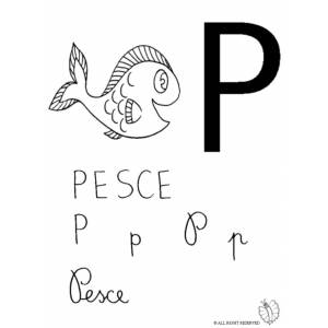 Disegno di Lettera P di Pesce da colorare