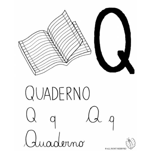 Disegno di Lettera Q di Quaderno da colorare