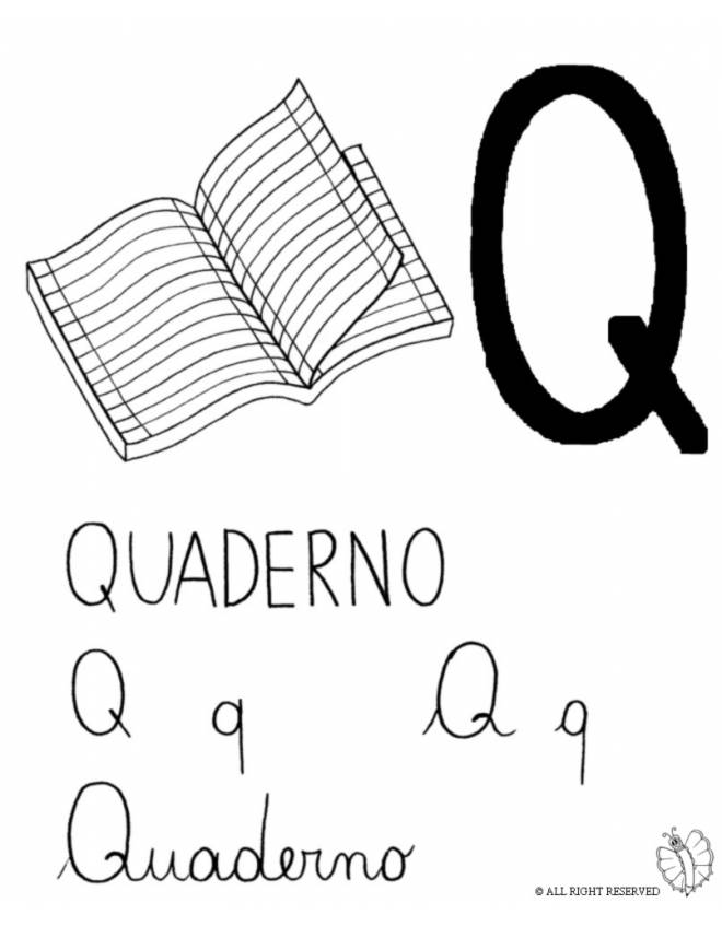 disegno di Lettera Q di Quaderno da colorare