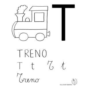 Disegno di Lettera T di Treno da colorare
