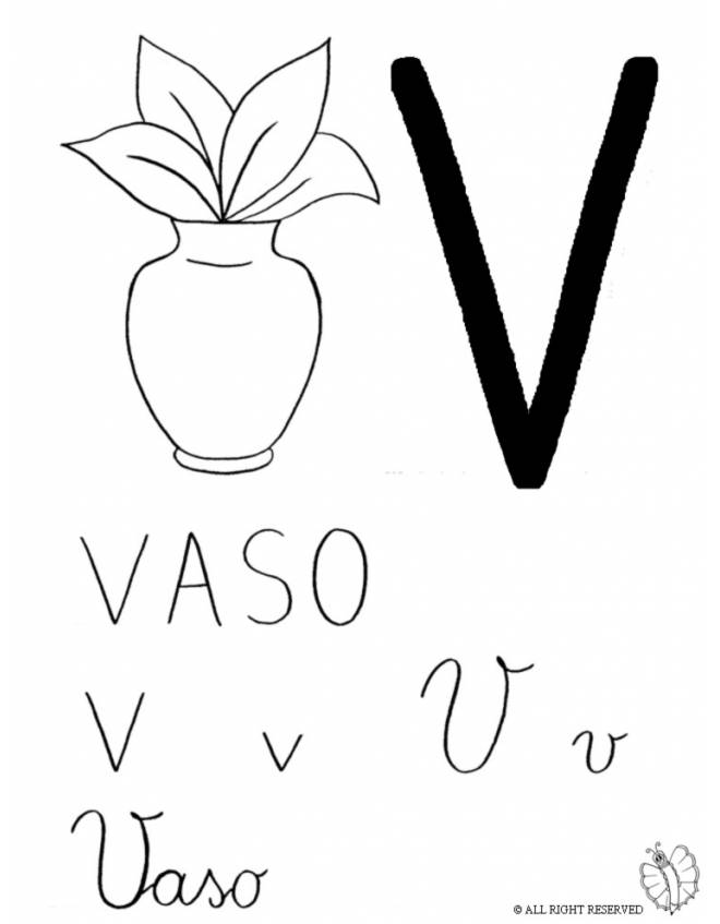 disegno di Lettera V di Vaso da colorare