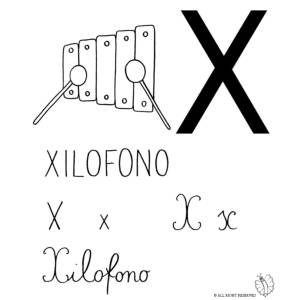 disegno di Lettera X di Xilofono da colorare