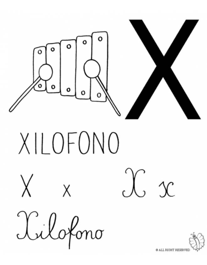 disegno di Lettera X di Xilofono da colorare