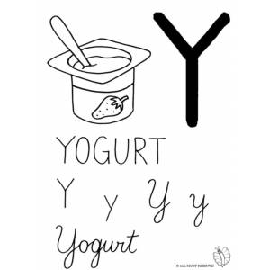 Disegno di Lettera Y di Yogurt da colorare