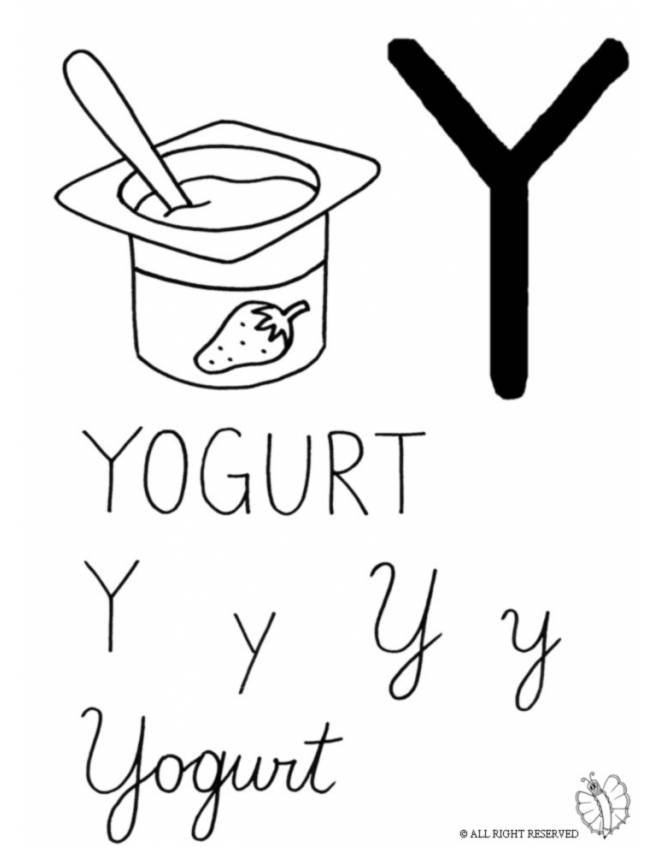 disegno di Lettera Y di Yogurt da colorare