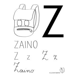 disegno di Lettera Z di Zaino da colorare