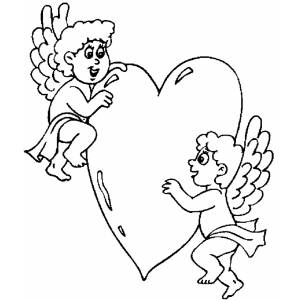 Disegno di Angeli con Cuore da colorare