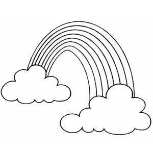 Disegno di Arcobaleno e Nuvole da colorare