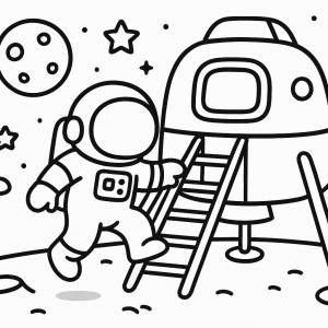 Disegno di Astronauta Atterraggio sulla Luna da colorare