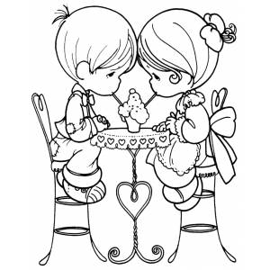 Disegno di Bambini Innamorati da colorare