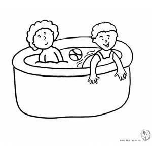 Disegno di Bambini in Piscina da colorare