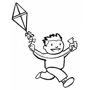 Disegno di Bambino con Aquilone da colorare