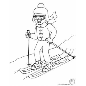 disegno di Bambino sugli Sci da colorare