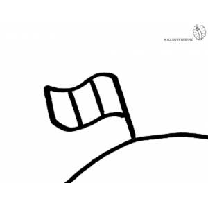 Disegno di Bandiera sulla Montagna da colorare